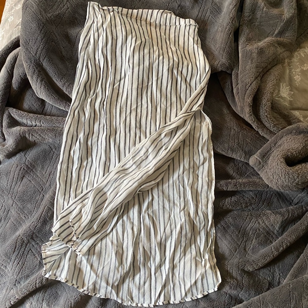 Reformation high waisted striped slit skirt
